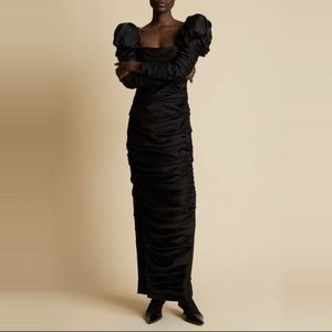 Khaite Anda Pouf Sleeve Rouched Gown - L
